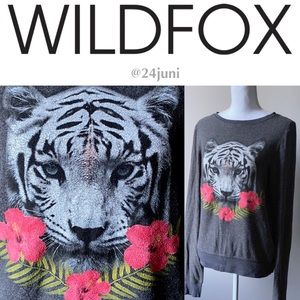 Wildfox Tiger Shirt Top Sweatshirt Small grey